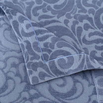 Grandeur Vint Classic  100% Cotton Blue Jacquard Bed Cover Set