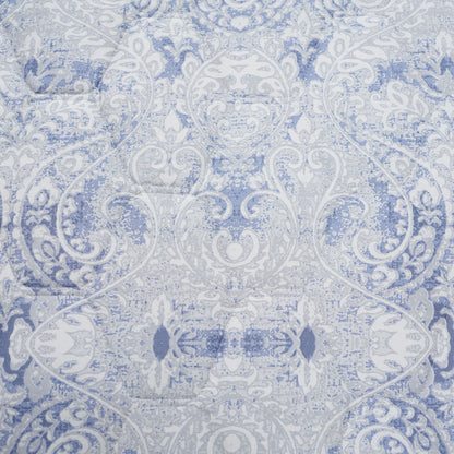 6PC Quilt/Quilted Bed Cover Set Blue PBS Refined Retro Baroque