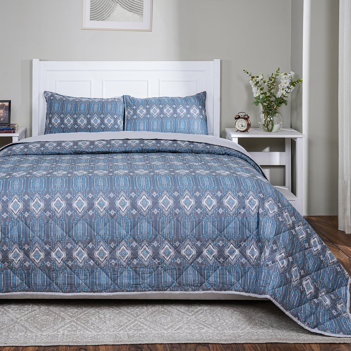 Sensory Bloom Gareth 4 pcs Blue Quilt Set