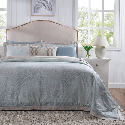 Classical Ornate Baroque Feathering 8pcs Duvet Cover Set Blue