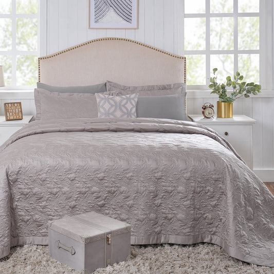 8pcs Quilt/Qulited Bed Cover Set Neutral Classical Ornate Twirls & Swirls