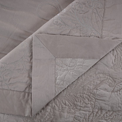 8pcs Quilt/Qulited Bed Cover Set Neutral Classical Ornate Twirls & Swirls