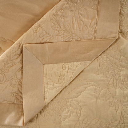 8pcs Quilt/Qulited Bed Cover Set Gold Classical Ornate Twirls & Swirls