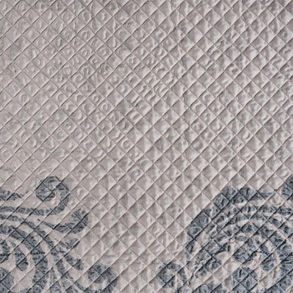 8pcs Quilt/Qulited Bed Cover Set Blue Classical Ornate Seamless Scroll