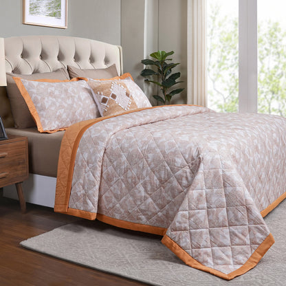 Eclectic Geo Triangle Rust 8pcs Quilt/Quilted Bed Cover