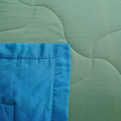 Vincent Reversible Basil/Mosaic Blue Quilt/Quilted Bed Cover Set