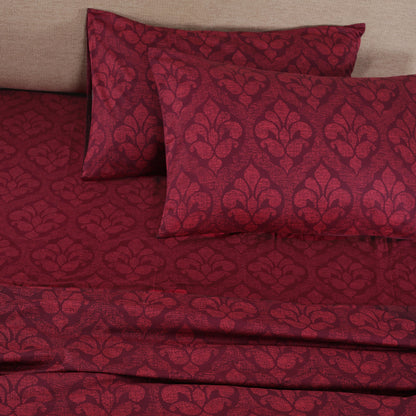 Folklore Transition Diamond Festivity Printed 100% Cotton Red Ultra Soft Bed Sheet