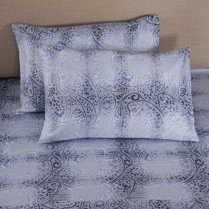 Folklore Transition Ombre Bonanza Printed 100% Cotton Blue Ultra Soft Bed Sheet
