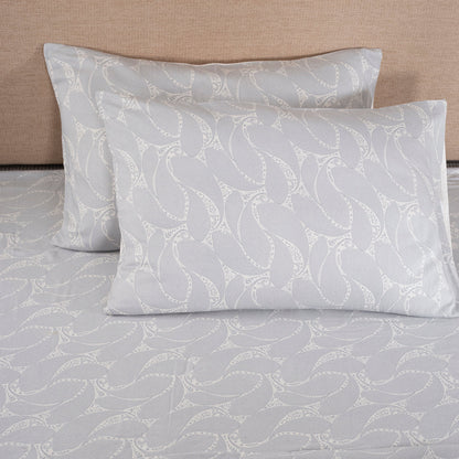 Folklore Transition Paisley Print Printed 100% Cotton Blue Ultra Soft Bed Sheet with Pillow Case