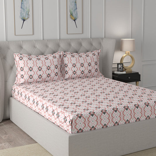 Florescence Cayden Printed 100% Cotton Red Bed Sheet