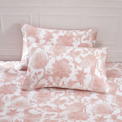 Art Nouveau Mabel Printed 100% Cotton Red Soft Bed Sheet