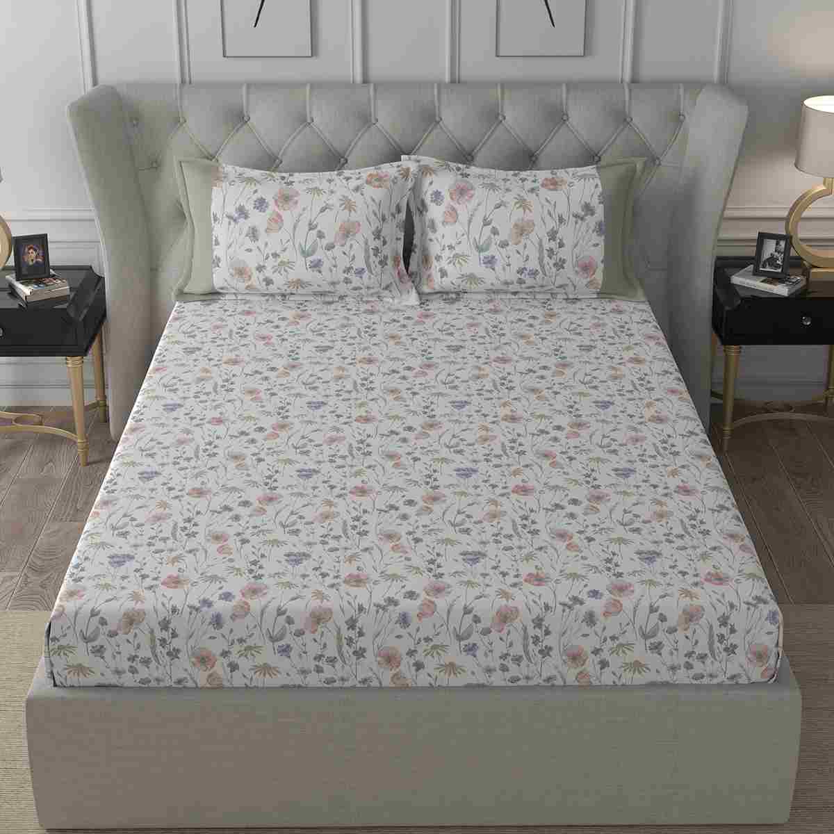 Regency Jamila Printed 210TC 100 %Cotton Pink Bed Sheet with Pillow Case