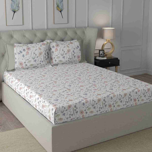 Regency Jamila Printed 210TC 100 %Cotton Pink Bed Sheet with Pillow Case