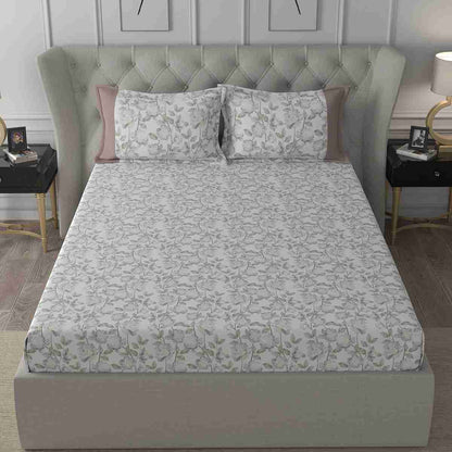 Regency Abigail Printed 210TC 100 %Cotton Purple Bed Sheet with Pillow Case