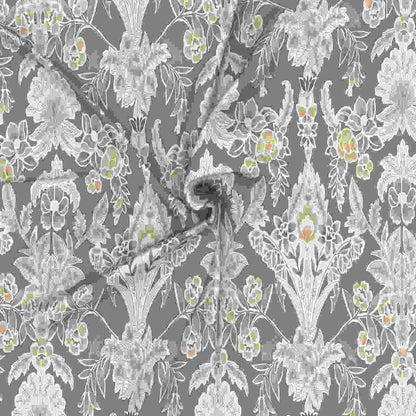 Regency Dark Flora Printed 210TC 100 %Cotton Neutral Bed Sheet with Pillow Case
