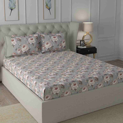 Regency Bouquet Printed 210TC 100 %Cotton Pink Bed Sheet with Pillow Case