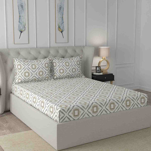 Regency Adley Printed 144TC 100 %Cotton Yellow Bed Sheet with Pillow Case