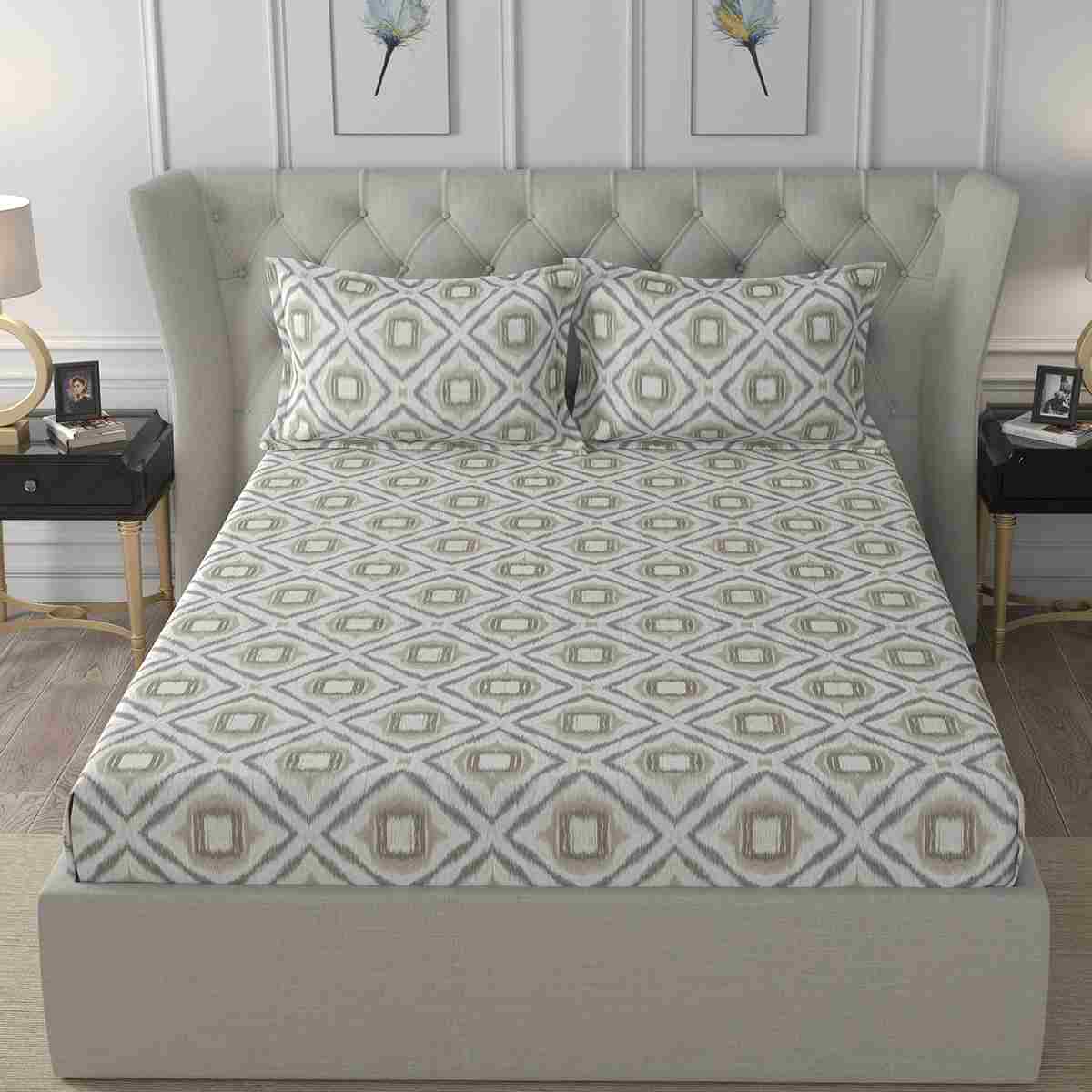Regency Adley Printed 144TC 100 %Cotton Yellow Bed Sheet with Pillow Case