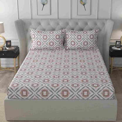 Regency Adley Printed 144TC 100 %Cotton Red Bed Sheet with Pillow Case