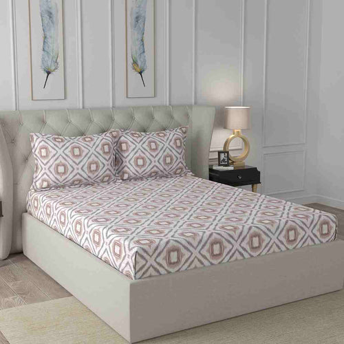 Regency Adley Printed 144TC 100 %Cotton Red Bed Sheet with Pillow Case