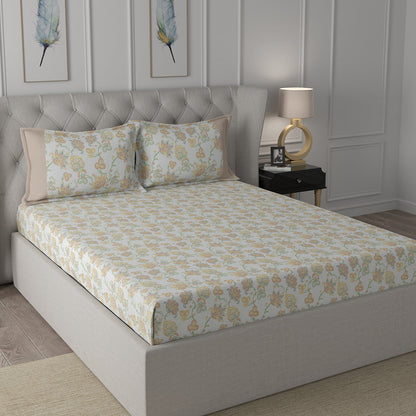 Hermosa Exotic Bouquet Cordelia Orange Bed Sheet with Pillow Case