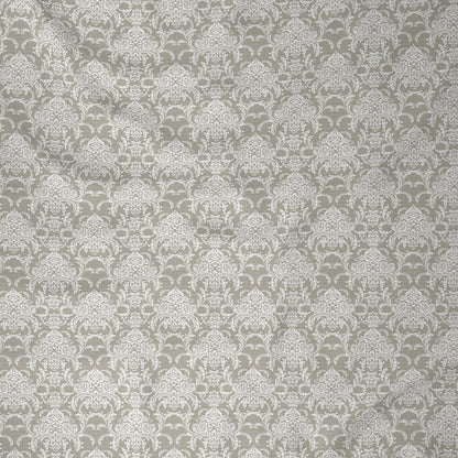 Hermosa Exotic Bouquet Damask Floral Neutral Bed Sheet with Pillow Case