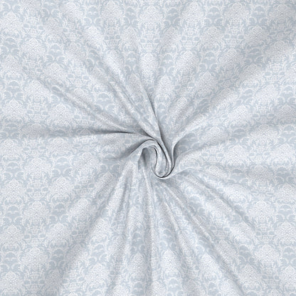 Hermosa Exotic Bouquet Damask Floral Grey Bed Sheet with Pillow Case