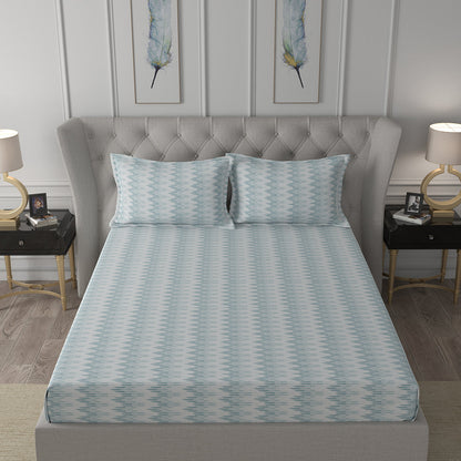 Hermosa Exotic Bouquet Asher Blue Bed Sheet with Pillow Case