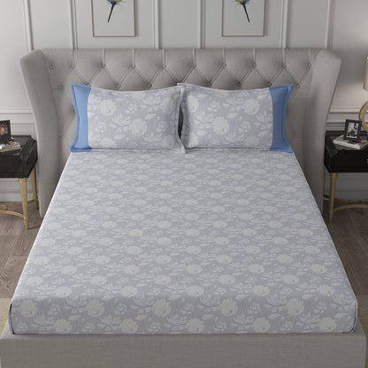 Backyard Patio Albrecht Printed 100%Cotton Blue Bed Sheet with Pillow Case