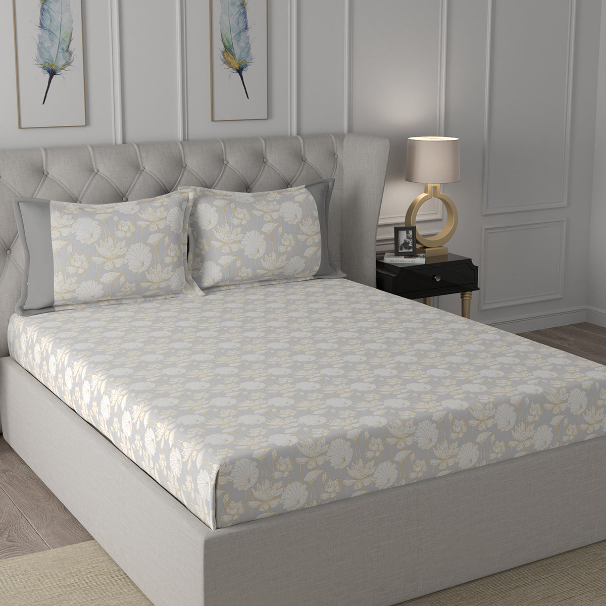 Backyard Patio Albrecht Printed 100%Cotton Yellow Bed Sheet with Pillow Case