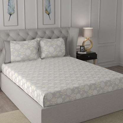 Backyard Patio Albrecht Printed 100%Cotton Yellow Bed Sheet with Pillow Case