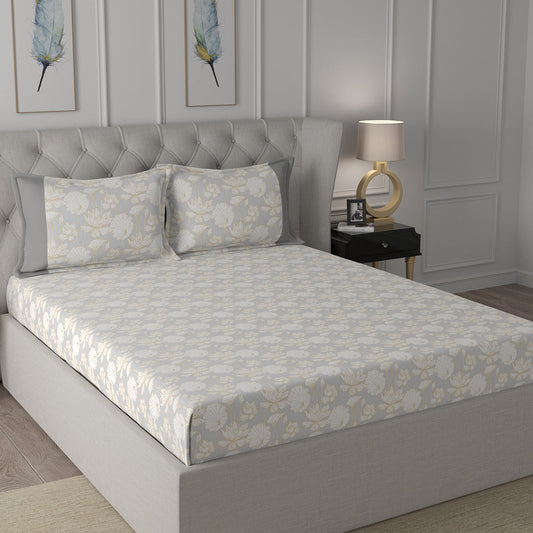 Backyard Patio Albrecht Printed 100%Cotton Yellow Bed Sheet with Pillow Case