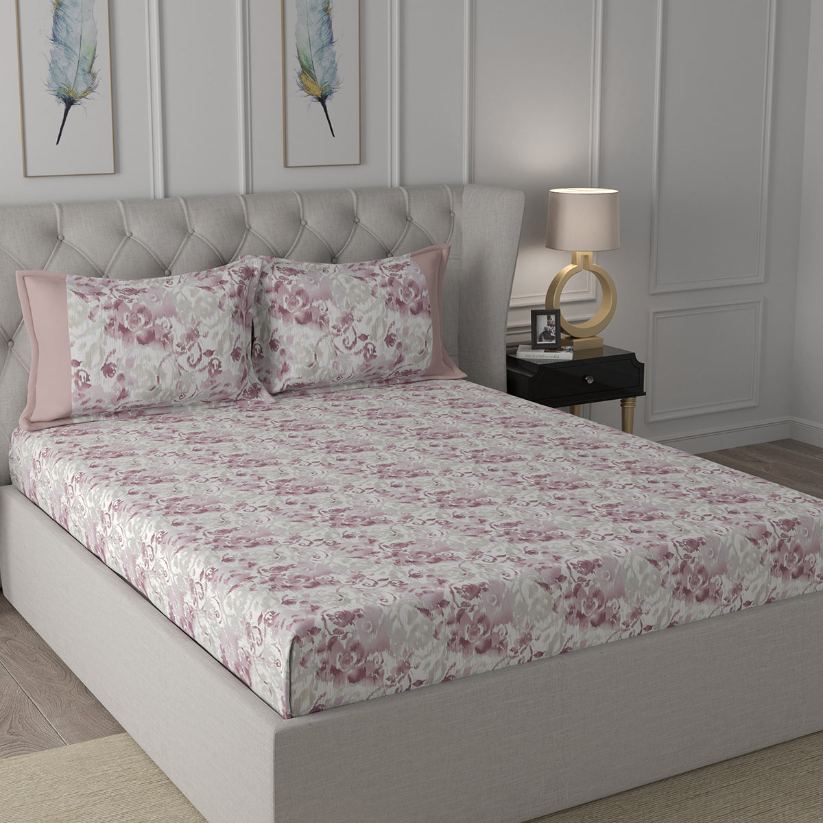 Backyard Patio Meridian Printed 100%Cotton Red Bed Sheet with Pillow Case