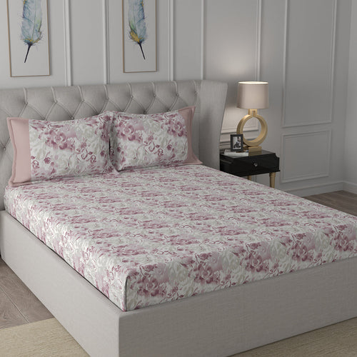 Backyard Patio Meridian Printed 100%Cotton Red Bed Sheet with Pillow Case