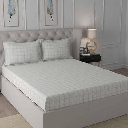 Backyard Patio Adrian Print Blue Bed Sheet with Pillow Case