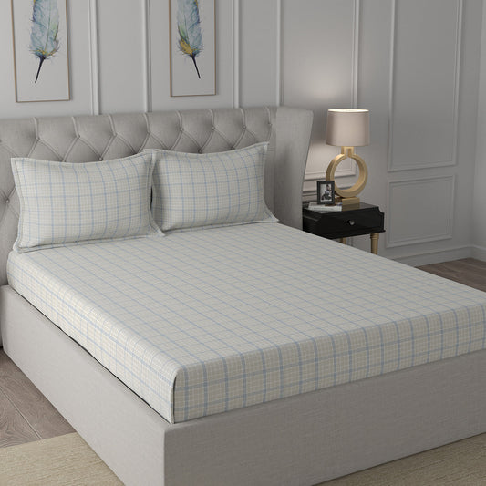Backyard Patio Adrian Print Blue Bed Sheet with Pillow Case