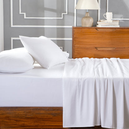 Eden Crisp & Light Weight 100% Cotton Solid White Bed Sheet with Pillow Case