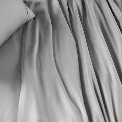 Eden Crisp & Light Weight 100% Cotton Solid Grey Bed Sheet with Pillow Case