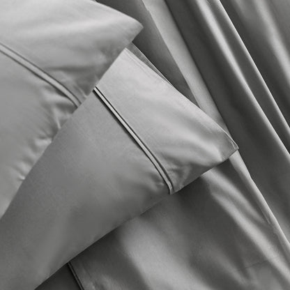 Eden Crisp & Light Weight 100% Cotton Solid Grey Bed Sheet with Pillow Case
