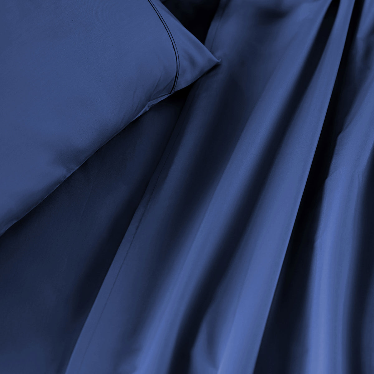 Eden Crisp & Light Weight 100% Cotton Solid Blue Bed Sheet with Pillow Case