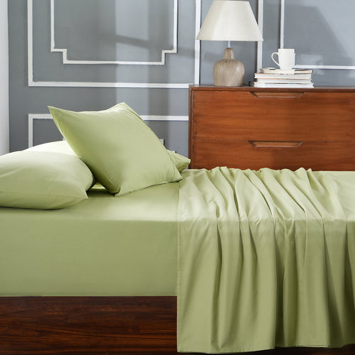 Eden Crisp & Light Weight 100% Cotton Solid Green Bed Sheet with Pillow Case