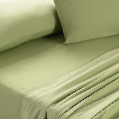 Eden Crisp & Light Weight 100% Cotton Solid Green Bed Sheet with Pillow Case