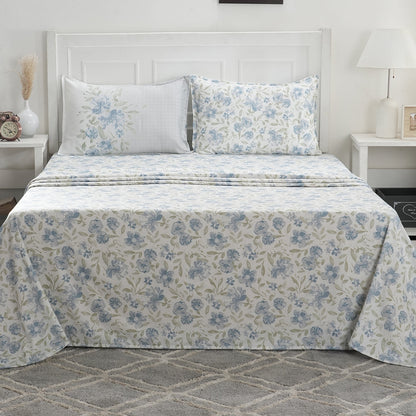 Optimist Bloom 300 TC Orville 100% Cotton Printed Bed Sheet with Pillow Case