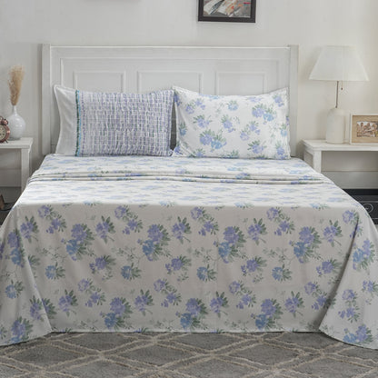 Optimist Bloom 300 TC Isidora 100%Cotton Printed Bed Sheet with Pillow Case