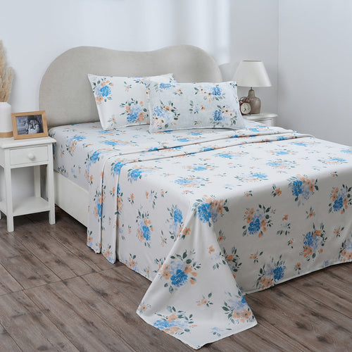 Hermosa Eclectic Garden Gabriella 100%Cotton Printed Bed Sheet with Pillow Case