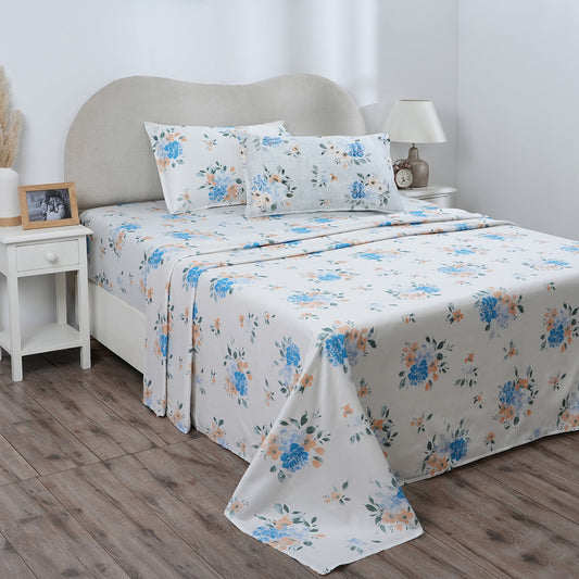 Hermosa Eclectic Garden Gabriella 100%Cotton Printed Bed Sheet with Pillow Case