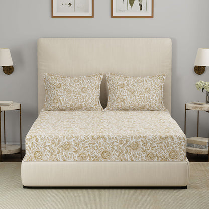 Eclectic Garden Henley 100%Cotton Print Bed Sheet With Pillow Case