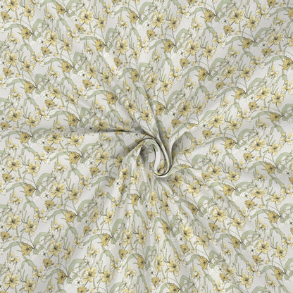 Tranquil Serenity Valencia 100%Cotton Printed Bed Sheet with Pillow Case Yellow