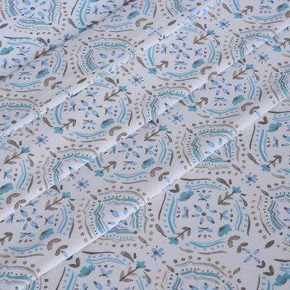 Hermosa Sensory Bloom Avery 100% Cotton Printed Bed Sheet with Pillow Case Blue
