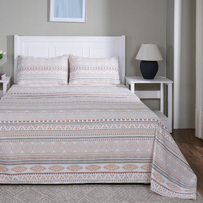 Hermosa Sensory Bloom Allegra 100% Cotton Printed Bed Sheet with Pillow Case Peach